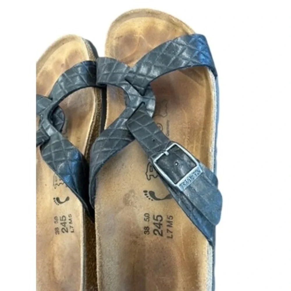 Birkenstock Birki's Womens Black Quilted Buckle Slide Sandals Size 38 L7 M5